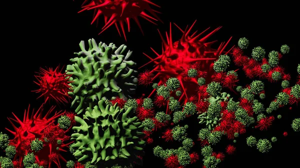Coronavirus Covid Sars Cov Virus Buňky Mikroskopické Zobrazení Vykreslování — Stock fotografie