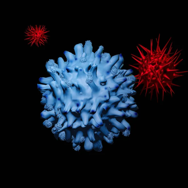 Coronavirus Covid Sars Cov Virus Cells Microscoping View Render Illustration — ストック写真