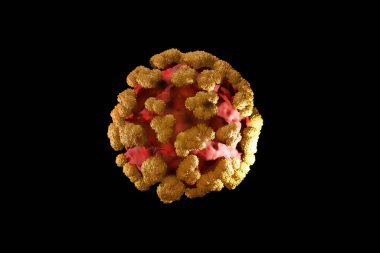 Covid-19. Coronavirus Sars Cov 2 mikroskobik görüntü. 3 Boyutlu resimleme.