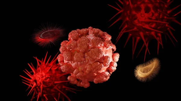 Covid Coronavirus Sars Cov Microscopic View Render Illustration — ストック写真