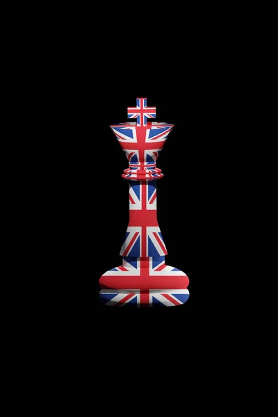 King Schackpjäs Målad Union Jack Färger Render Illustration — Stockfoto