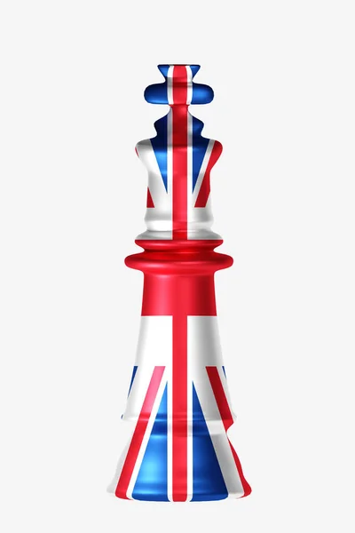 Chess King Målad Brittisk Flagga Isolerad Vit Bakgrund Render Illustration — Stockfoto