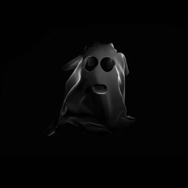 Fantasma Espeluznante Halloween Aislado Sobre Fondo Negro Ilustración Representación —  Fotos de Stock