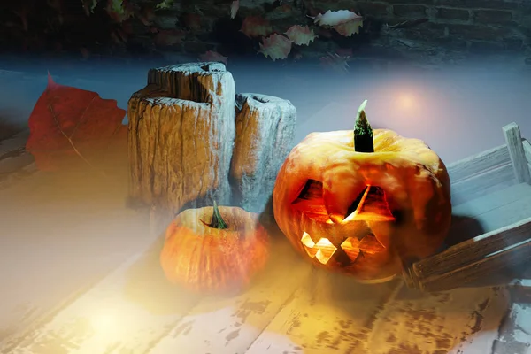 Fond Halloween Lanterne Jack Avec Citrouille Illustration Rendu — Photo