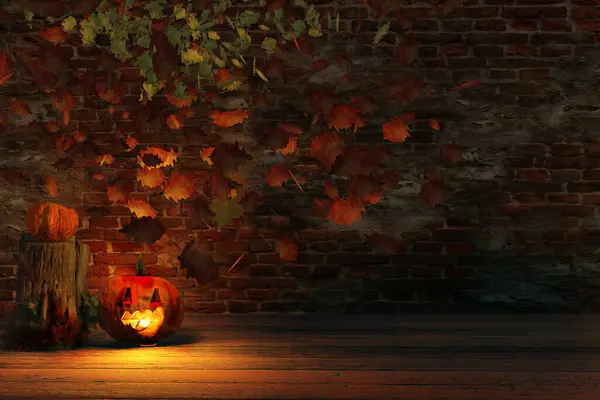 Lanterna Halloween Noite Ilustração Renderização — Fotografia de Stock