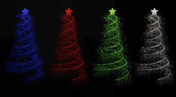 抽象的なクリスマスツリーは黒で隔離される 3Dレンダリング図 — ストック写真