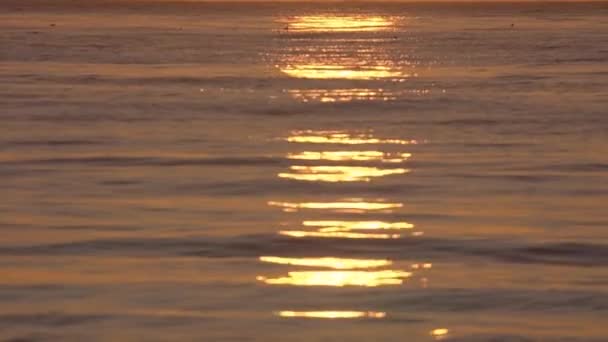 Пробіг Сонячним Шляхом Воді Від Заходу Сонця Морський Пейзаж — стокове відео