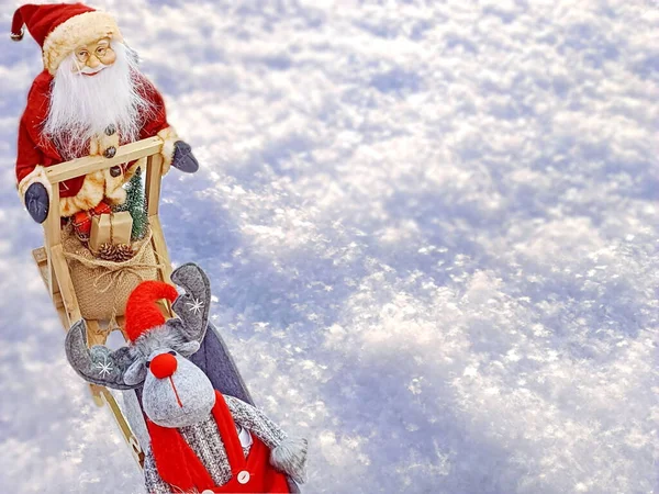 Santa Claus Saint Nicholas Joulupukki Gifts His Sleigh His Deer — Stock Photo, Image