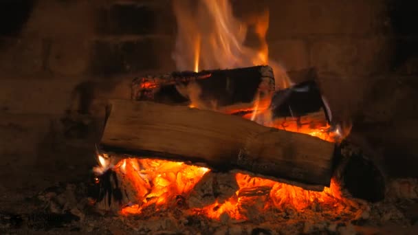 Charbons Fumants Bois Chauffage Bouleau Dans Cheminée Une Belle Flamme — Video