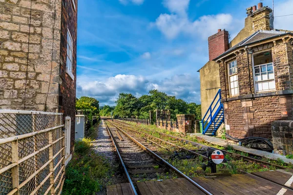 Una Vista Dalla Stazione Ferroviaria Lungo Viadotto Nella Città Knaresborough — Foto Stock