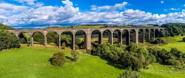 Een Panoramisch Uitzicht Vanuit Lucht Het Hewenden Viaduct Yorkshire Zomer — Stockfoto