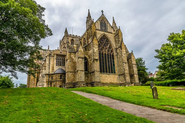 Widok Tył Katedry Ripon Yorkshire Wielka Brytania Okresie Letnim — Zdjęcie stockowe