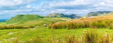 Yorkshire Dales boyunca Malham, Yorkshire yakınlarında bir panorama manzarası