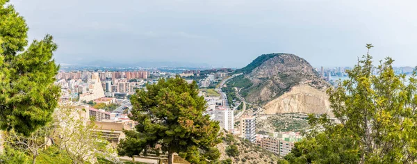 Panarama Kilátás Keletre Vár Szent Ferran Felett Alicante Egy Tavaszi — Stock Fotó