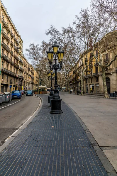 Une Vue Sur Les Rambles Barcelone Jour Printemps — Photo