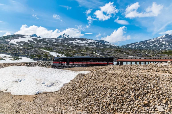 View Train Highest Section White Pass Yukon Railway Skagway Alaska Stockbild