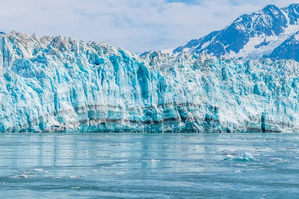 Pohled Zblízka Morénové Vrstvy Čenichu Hubbardova Ledovce Disenchartment Bay Aljašce — Stock fotografie