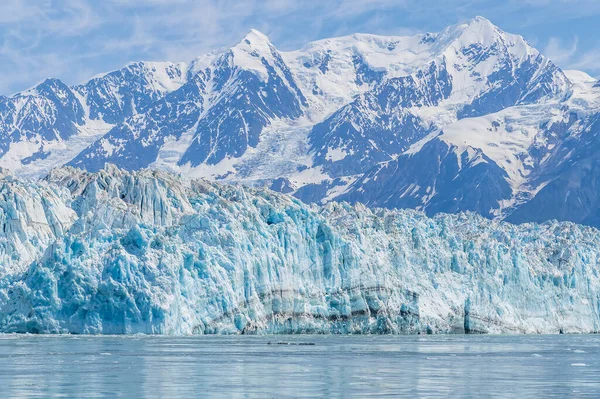 Close View Snout Hubbard Glacier Mountain Backdrop Alaska Summertime — Stockfoto