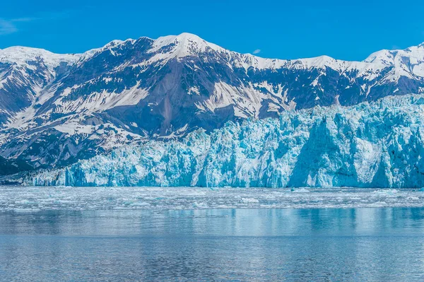 View Icy Water Flows Front Snout Hubbard Glacier Alaska Summertime — Fotografia de Stock