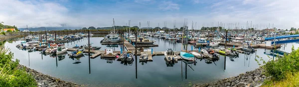 Panorama View Boats Moored Harbor Sitka Alaska Summertime — Stockfoto