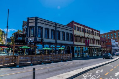 A view down the high street in Victoria British Colombia, Canada in summertime