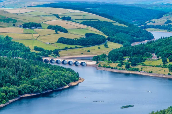A view from  Bamford Edge towards Ladybower reservoir, UK in summertime