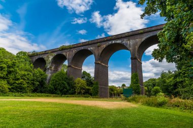 A view looking up towards the Stambermill Viaduct in Stourbridge, UK in summertime