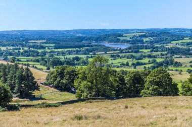 A view over the Leek valley from the base of the Roaches escarpment, Staffordshire, UK in summertime