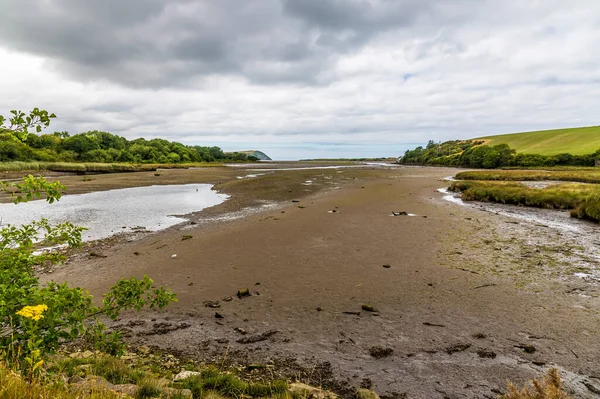 A view up the River Nevern at low tide near Newport, Pembrokeshire, Wales on a summers day