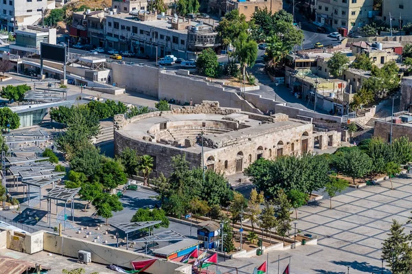 Una Vista Cerca Desde Ciudadela Hacia Anfiteatro Odeon Ammán Jordania — Foto de Stock