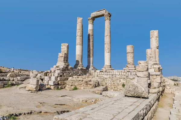 Gros Plan Arrière Côté Temple Hercule Dans Citadelle Amman Jordanie — Photo