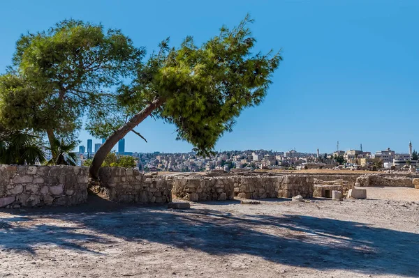 A view across the west side of the citadel in Amman, Jordan in summertime