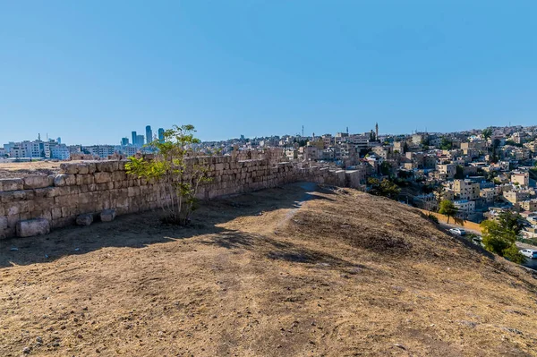 Une Vue Long Mur Citadelle Dans Centre Ville Amman Jordanie — Photo