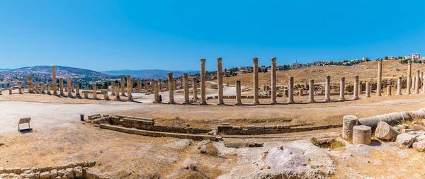 Uitzicht Vanaf Tempel Van Artemis Oude Romeinse Nederzetting Gerasa Jerash — Stockfoto