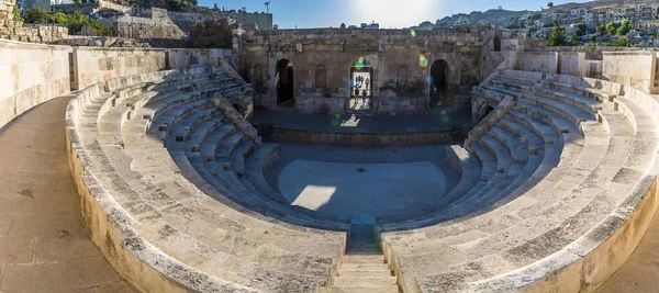 Panorama View Top Odeon Amphitheatre Main Amphitheatre Amman Jordan Summertime — Stock Photo, Image