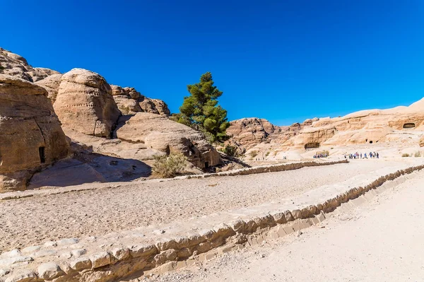 Utsikt Längs Stigen Som Leder Till Den Antika Staden Petra — Stockfoto