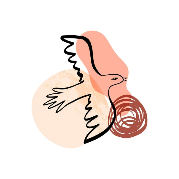 Çizgi sanatı minimalist poster, afiş. Güvercin kuşu, barışın sembolü, özgürlüğün, korkunun bir metafordur..
