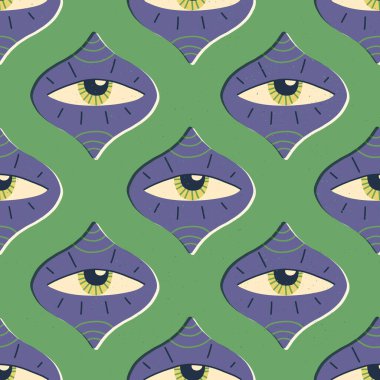 Her şeyi gören göz, üçüncü göz, esrarengiz, çivit, mistik, sihirli görüş kusursuz desen. Yılın retro yinelemesi rengi.