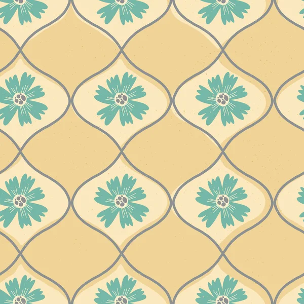 Leuke retro stijl bloemen naadloos patroon met 50s, 60s, 70s vibes voor behang, inpakpapier, textiel, stof print. — Stockvector