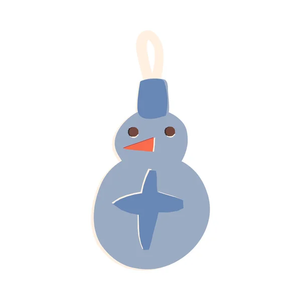 Snowman Retro Bauble Vintage Christmas Frosty Tree Decoration Vector Hand — ストックベクタ