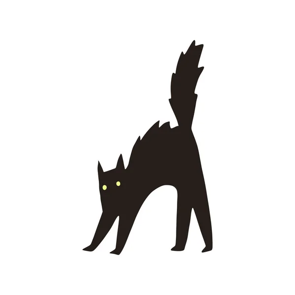 Frightened Cat Standing End Scary Kitten Fur Bristles Funny Hand — Vetor de Stock