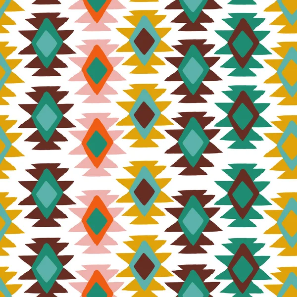 Ethnic, traditional South, African, Mexico ornamental vector seamless pattern. Tribal geometric retro style repeat with abstract hand-drawn textured shapes for wallpaper, fabric, wrapping paper etc.