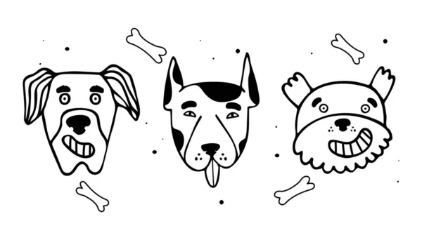 Набір Різних Милих Собак Векторні Ілюстрації Каракулі — стоковий вектор