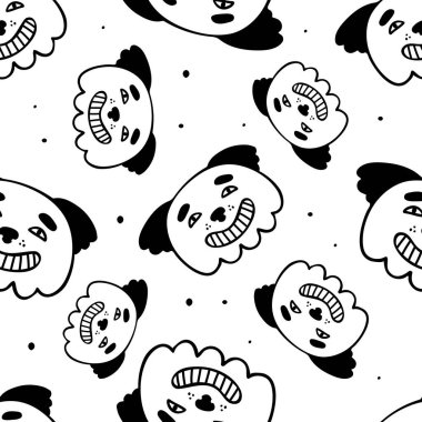 Köpekli hoş, pürüzsüz bir desen. Karalama biçiminde vektör illüstrasyonu.