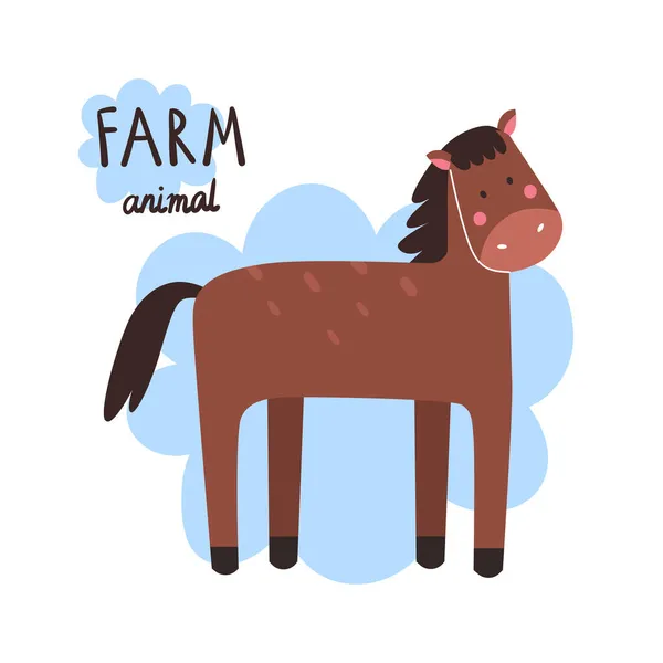 Nutztiere Niedliches Pferd Cartoon Stil Vektorillustration — Stockvektor