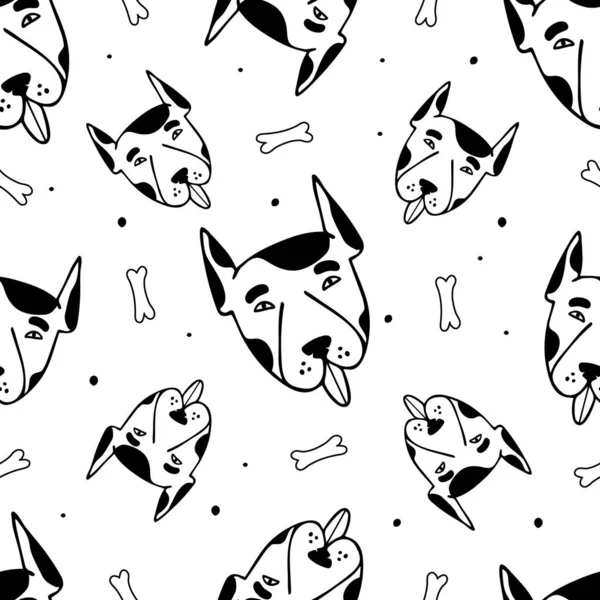 Seamless Pattern Style Doodles Dogs Vector Illustration — Stock Vector