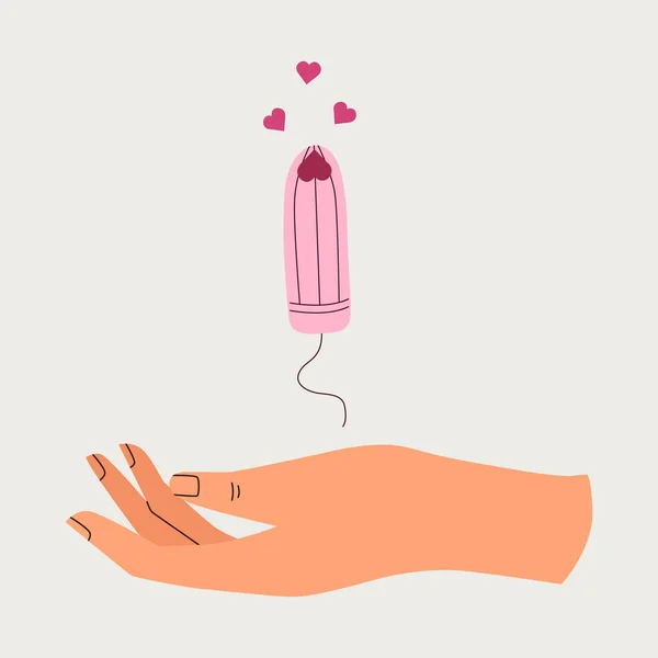 Menstruationskonzept Pms Die Hand Hält Ein Tampom Vektorillustration — Stockvektor