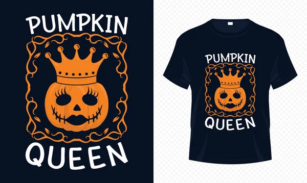 Pumpkin Queen Funny Halloween Shirt Design Vector Template Pumpkin Shirt — Stock Vector