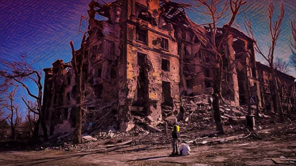 Bir dijital sanatın soyut çizimi