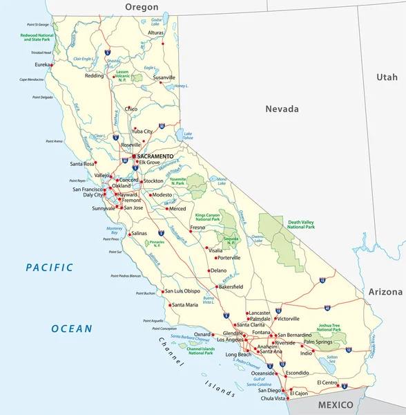 Californië routekaart — Stockvector